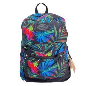 Dickies Hawaiian Print Backpack Padded Shoulder Straps Zip Polyester Book Bag‎